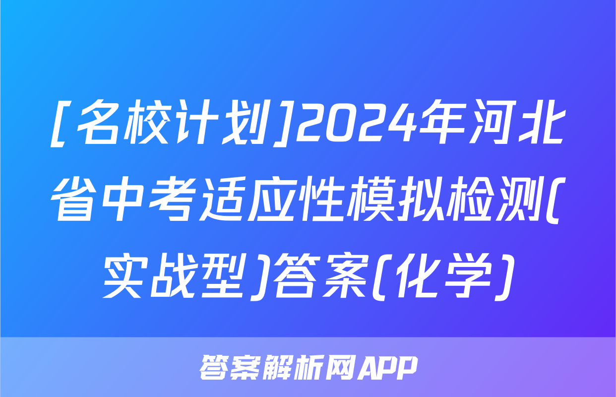 [名校计划]2024年河北省中考适应性模拟检测(实战型)答案(化学)