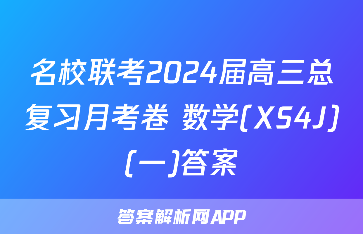 名校联考2024届高三总复习月考卷 数学(XS4J)(一)答案