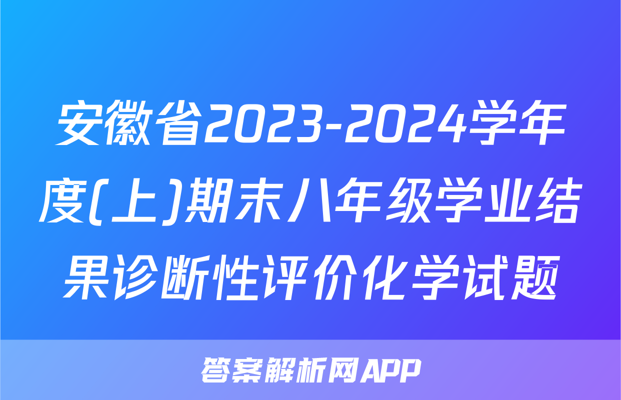 安徽省2023-2024学年度(上)期末八年级学业结果诊断性评价化学试题