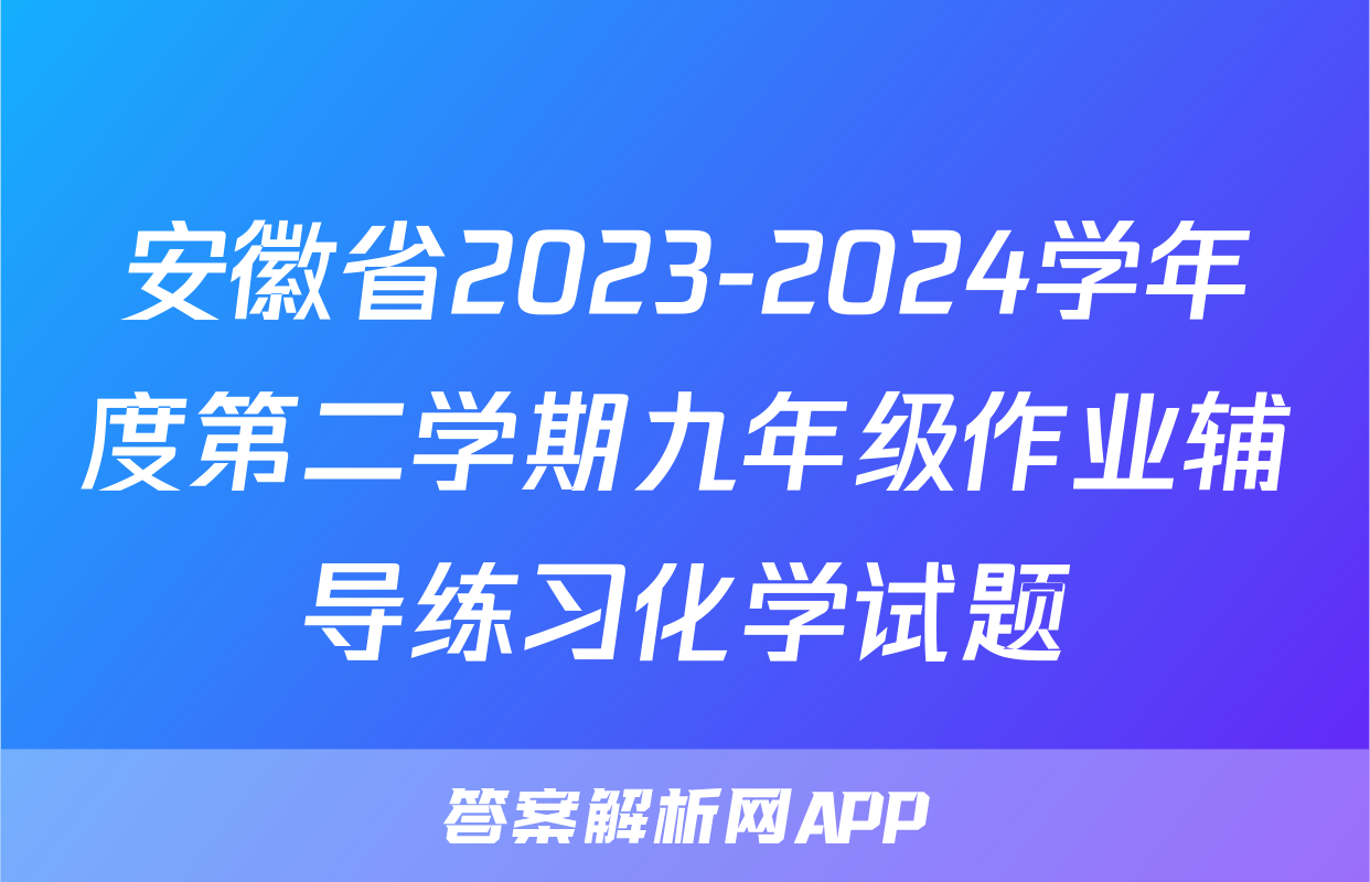 安徽省2023-2024学年度第二学期九年级作业辅导练习化学试题