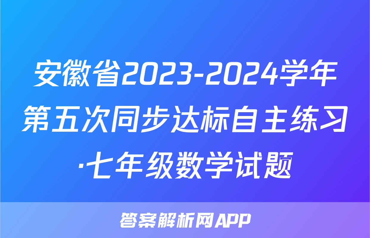 安徽省2023-2024学年第五次同步达标自主练习·七年级数学试题