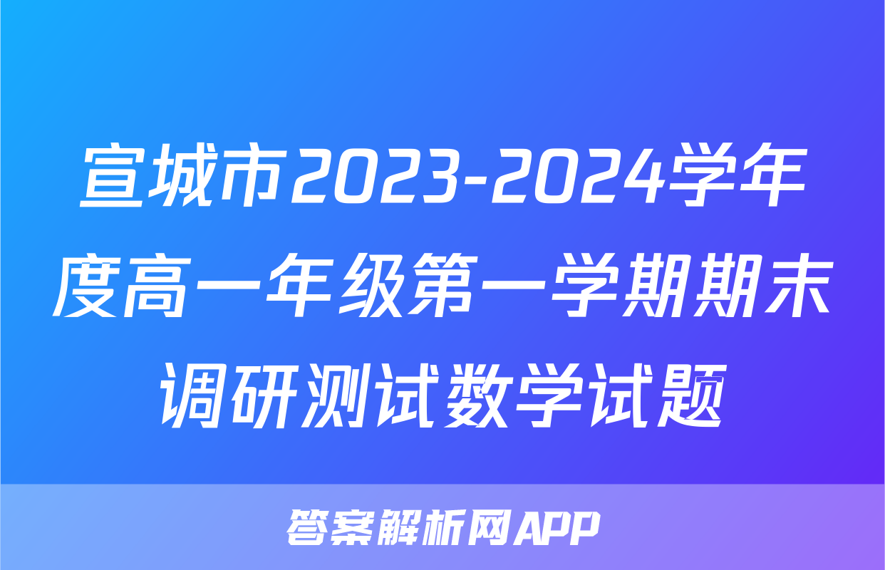 宣城市2023-2024学年度高一年级第一学期期末调研测试数学试题