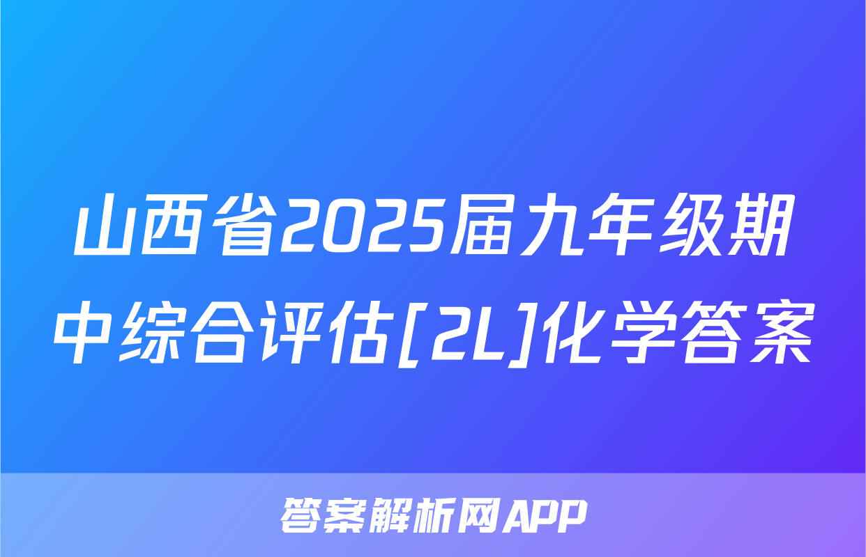 山西省2025届九年级期中综合评估[2L]化学答案