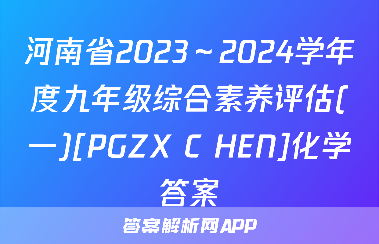 河南省2023～2024学年度九年级综合素养评估(一)[PGZX C HEN]化学答案
