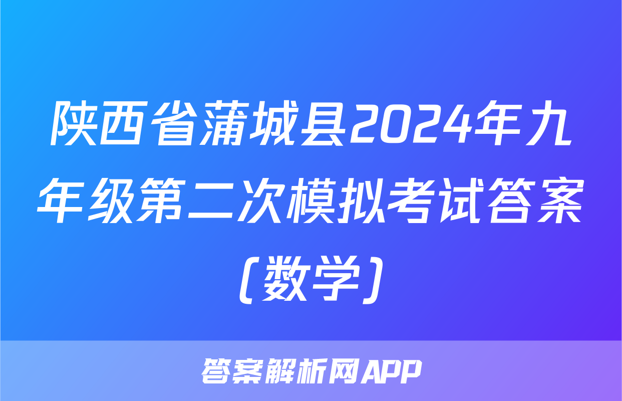 陕西省蒲城县2024年九年级第二次模拟考试答案(数学)
