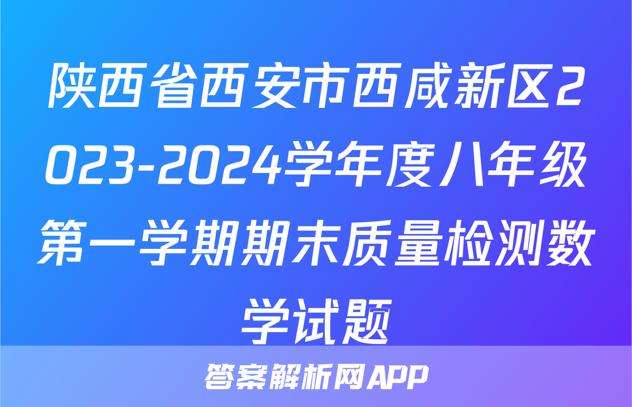 陕西省西安市西咸新区2023-2024学年度八年级第一学期期末质量检测数学试题