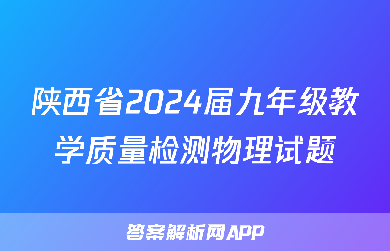 陕西省2024届九年级教学质量检测物理试题