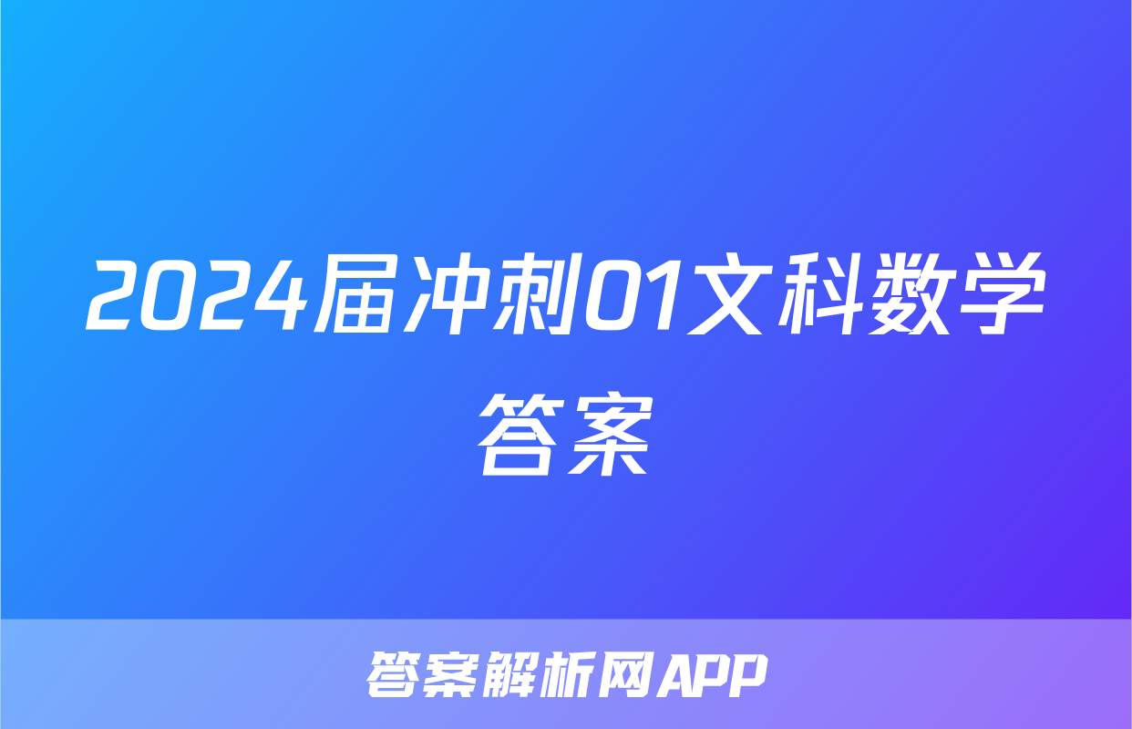 2024届冲刺01文科数学答案