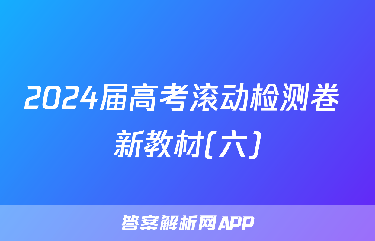 2024届高考滚动检测卷 新教材(六)&政治