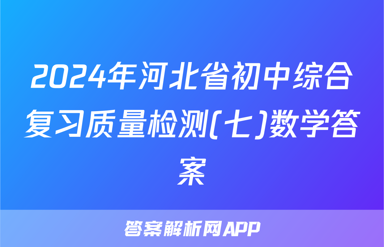 2024年河北省初中综合复习质量检测(七)数学答案