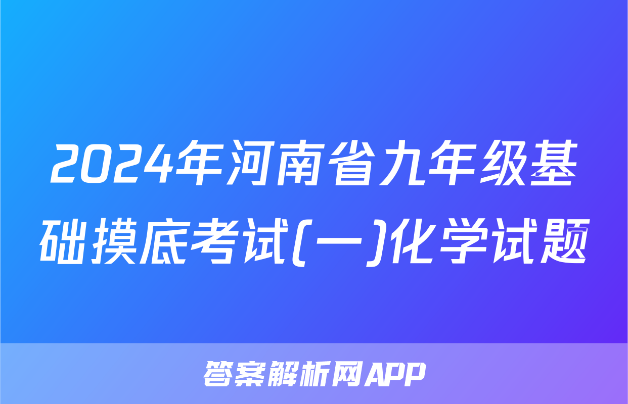 2024年河南省九年级基础摸底考试(一)化学试题
