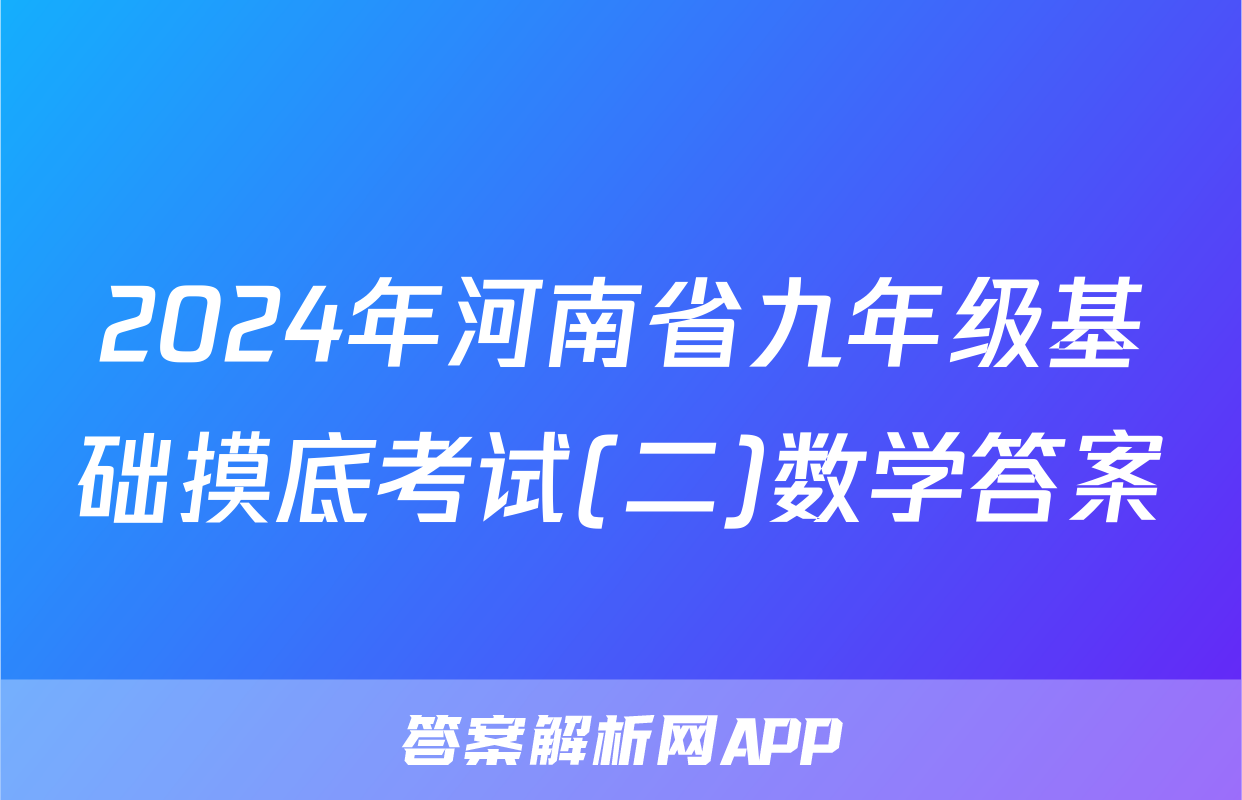 2024年河南省九年级基础摸底考试(二)数学答案