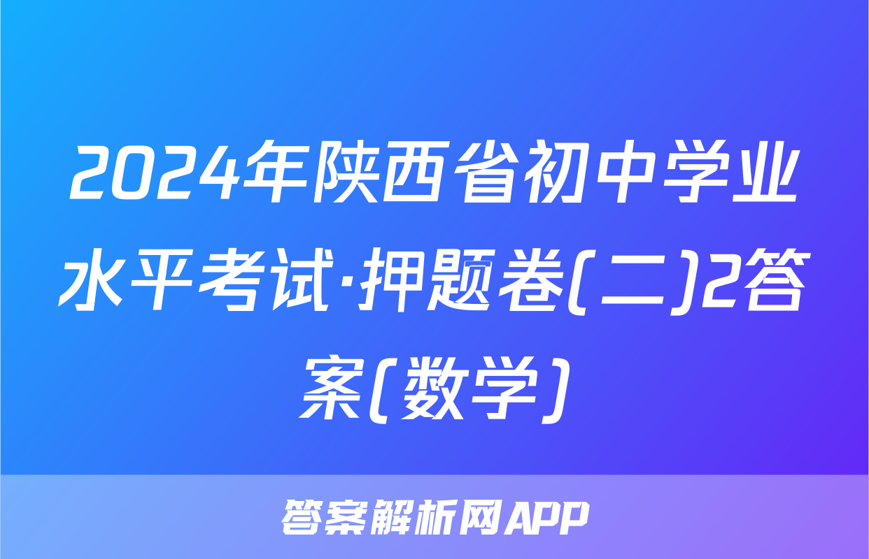 2024年陕西省初中学业水平考试·押题卷(二)2答案(数学)