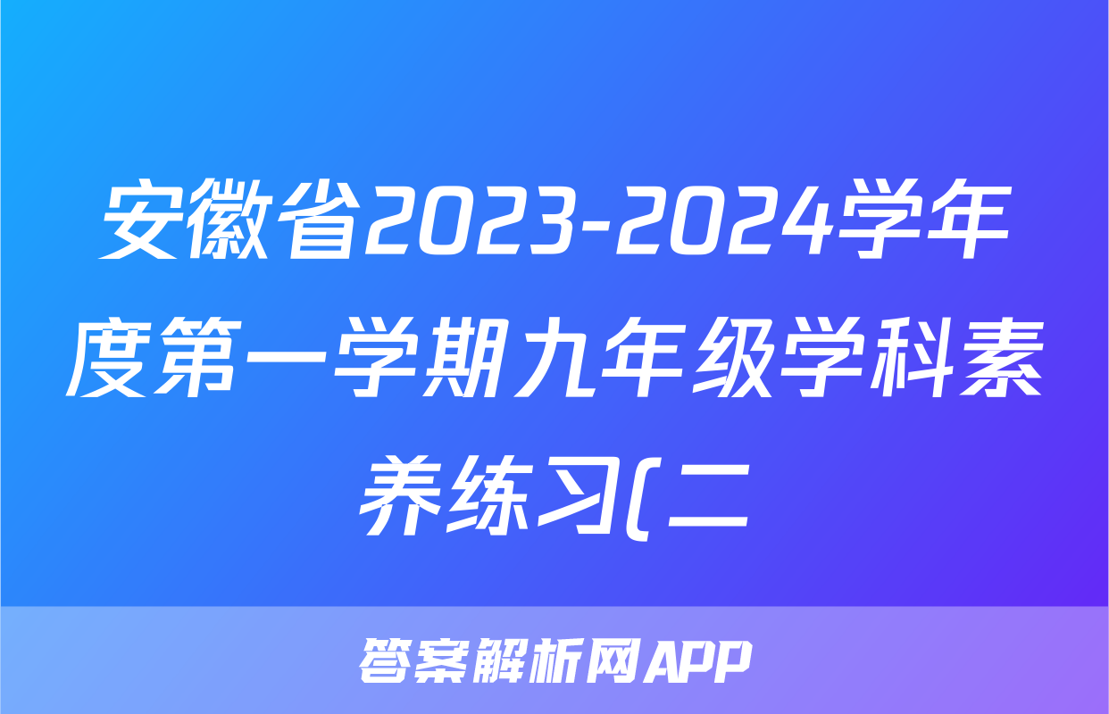 安徽省2023-2024学年度第一学期九年级学科素养练习(二)地理.