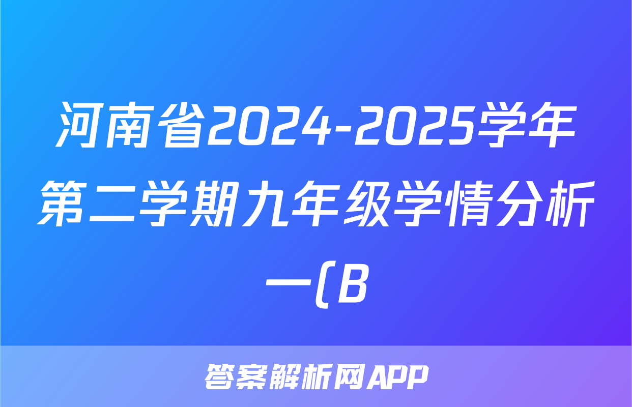 河南省2024-2025学年第二学期九年级学情分析一(B)物理答案